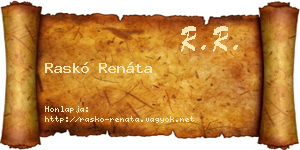Raskó Renáta névjegykártya